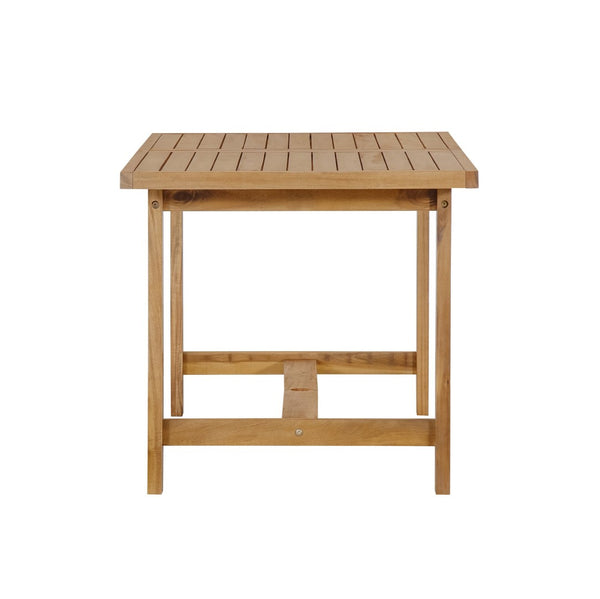 English Elm U_style Solid Acacia Wood Outdoor Dining Set Seats Four with Umbrella Hole Patio Natural WY000477AAO