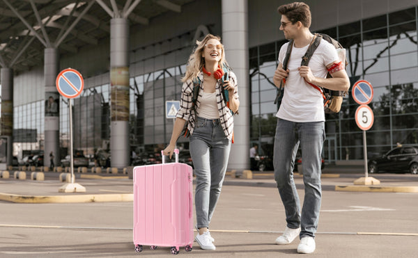 English Elm Hardshell Abs Checked Suitcase with 360 Spinner Wheels Expandable Tsa Lock 28 Inch Pink N730P296747P