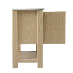 English Elm Christopher Knight Home® - 36" Modern Wall-Mounted Bathroom Vanity with Ceramic Sink, Soft-Close Doors, Fluted Accent & Open Shelves Antique Natural N817P245321N