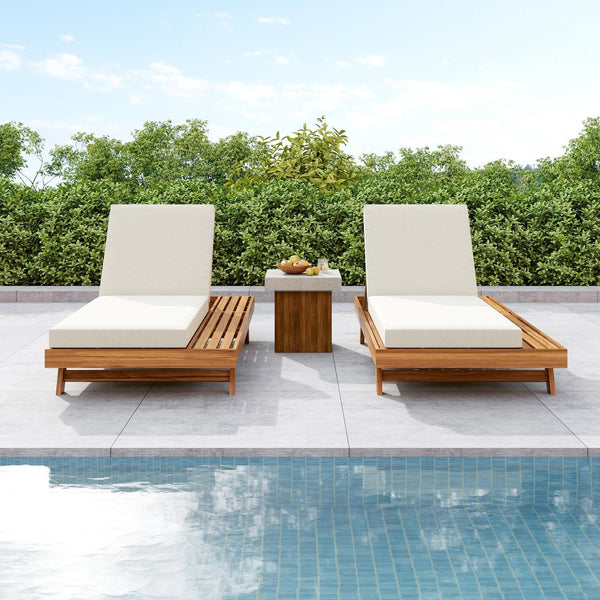 English Elm Christopher Knight Home® - Lounge Chaise Set - Durable Acacia Wood With Cream Water-Resistant Cushions & Adjustable Recline N770P253442T_65429.00CUSH