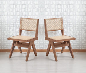 English Elm Casual Rattan Side Chairs Set of 2 Mid-Century Modern Curved Backrest Airy Woven Elegance for Dining Natural 23.5 L x 41.5 W x 10 H B2741P333532
