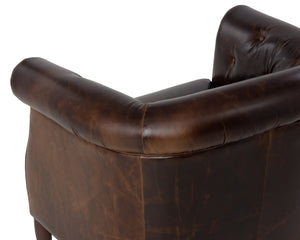 Sunpan Marjorie Lounge Chair - Vintage Chesterfield Style In Luxurious Chocolate Italian Leather Finish Brown Leather 112161