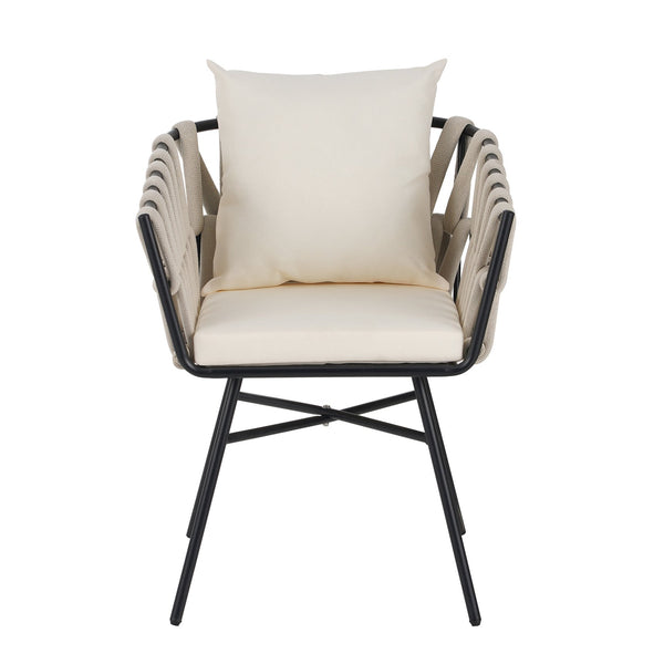 English Elm U_Style Expandable Outdoor Dining Set with 6 Polyester Woven Tape Chairs, Iron Frame, 62.9–82.6" WY000444AAE