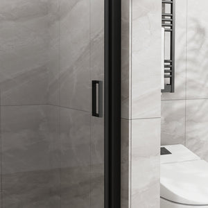 English Elm Goodyo 34"X72" Pivot Shower Door - Durable Tempered Glass, Modern Black Finish, Easy Install & Clean D163102093