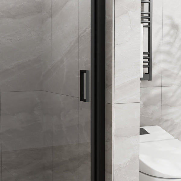 English Elm Goodyo 34"X72" Pivot Shower Door - Durable Tempered Glass, Modern Black Finish, Easy Install & Clean D163102093