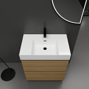 English Elm 30" Bathroom Vanities - Modern Oak Sink Cabinet With Double Drawers, Freestanding And Stylish Design W1972S00008