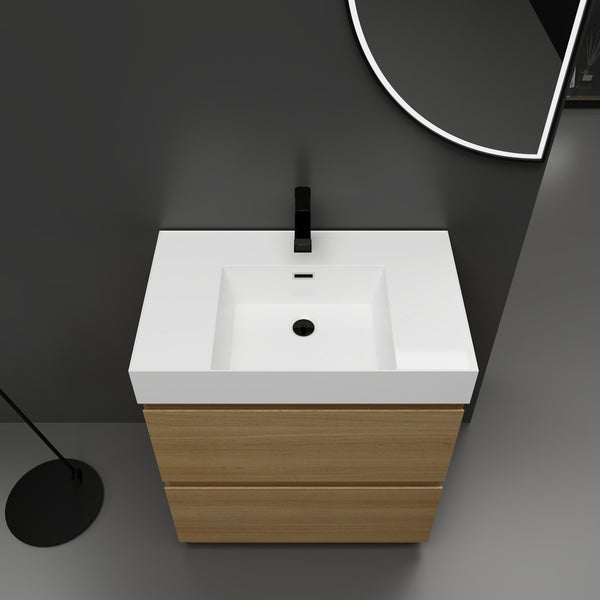 English Elm 30" Bathroom Vanities - Modern Oak Sink Cabinet With Double Drawers, Freestanding And Stylish Design W1972S00008