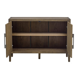 English Elm U_STYLE 47.2-Inch Farmhouse Sideboard with Ash Veneer, Double-Door Storage, Iron Handles, Stable Design Espresso N711P241278D