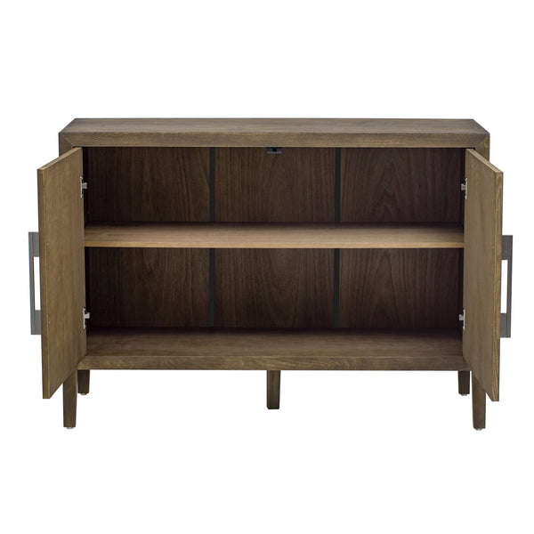 English Elm U_STYLE 47.2-Inch Farmhouse Sideboard with Ash Veneer, Double-Door Storage, Iron Handles, Stable Design Espresso N711P241278D