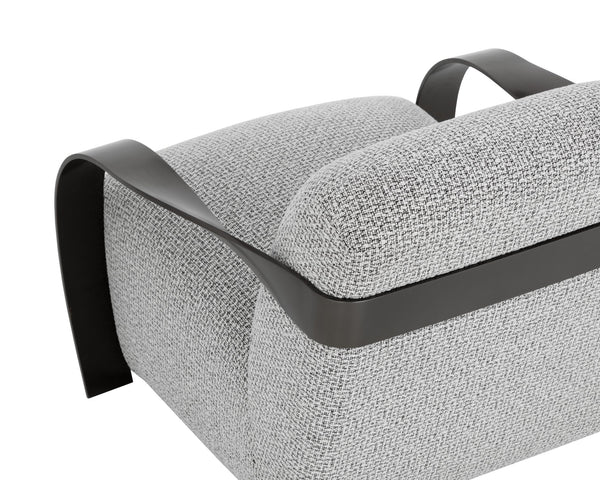 Sunpan Sonesta Lounge Chair - Sculptural Mid-century Design With Twisted Brass Arms In Haute Cobblestone Black Fabric 111577