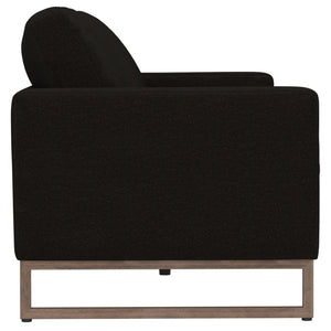 English Elm Black Contemporary Sofa Wraparound Metal Base Low Profile Minimalist Living Room B361P483236