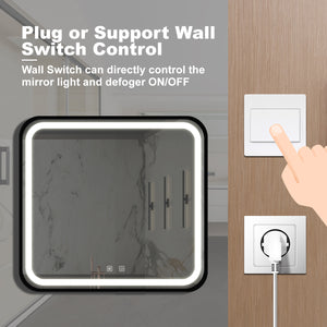 English Elm 32*32inch Black Aluminum LED Vanity Mirror - Dimmable Touch, CRI95, Anti-Fog, Wall Switch, IP54 W1992P210906