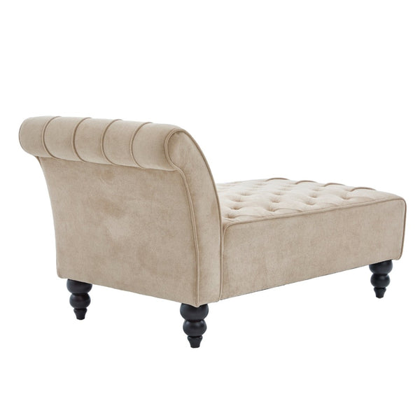 English Elm Chaise Lounge Velvet Upholstered Accent Chair with Birch Legs for Living Room Decor Camel N776P412298C