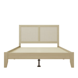 English Elm Christopher Knight Home® - Solid Wood Platform Queen Bed With Handwoven Rattan Headboard - Mid-Century Coastal Charm & Support N758P197691N