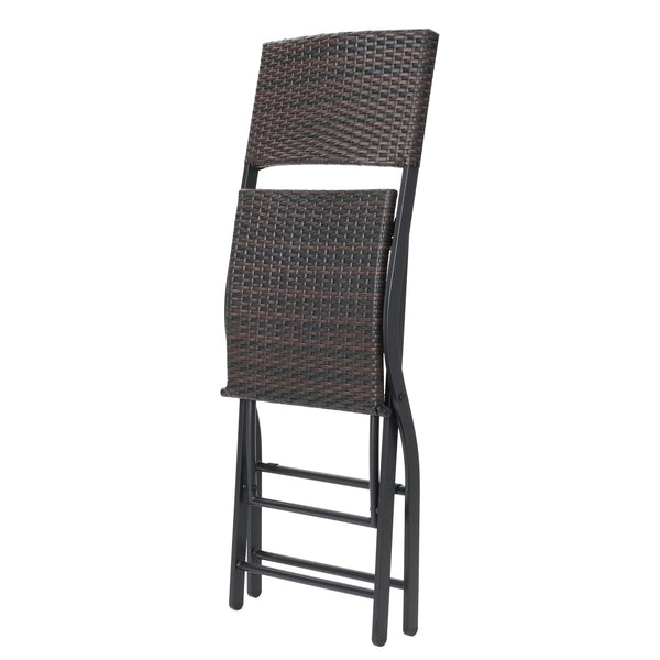 English Elm Christopher Knight Home® - Outdoor Wicker Barstools Foldable Faux Rattan Patio Bar Stools Set of 2 with Iron Frame, Footrest, 28" Seat Height, Multibrown Comfort 59958.00MBN