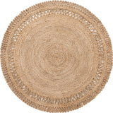Unique Loom Braided Jute Floral Hand Braided Solid Rug Natural, Natural 6' 1" x 6' 1"