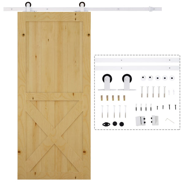 English Elm Homcom Farmhouse Sliding Barn Door Track Kit Carbon Steel Rail for Two Doors W2225P217967