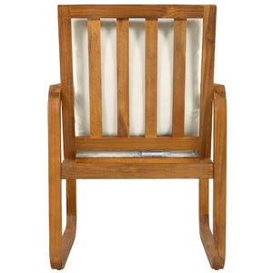 English Elm Outdoor Acacia Wood Dining Set Seats Six with Cushioned Armrest Chairs for Patio Beige,Natural Wood N719Z000200A