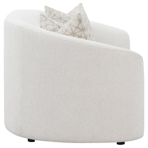 English Elm Rory Curved Latte Bouclé Loveseat with Sloped Arms and Down-Filled Pillows — Vintage Glam Seating B062P358090