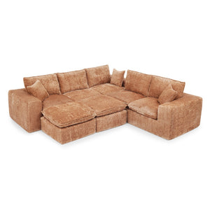 English Elm 107'' Boucle Modular Sectional with Reversible Chaise and Two Ottomans for Living Room Orange W1413S00169