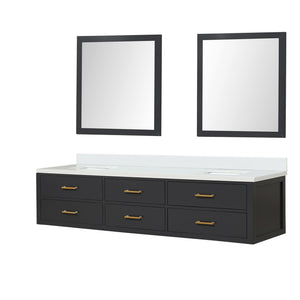 English Elm Black Double Bath Vanity Set With Cultured Marble Top & 36 In. Mirrors - Elegant Storage Solution B2731S01594