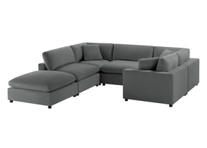 English Elm Caylie Modular 6-Piece Sectional Sofa - Charcoal, Family-Friendly Design, Easy Care & Comfort B050S00026