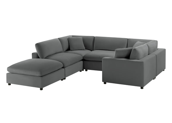 English Elm Caylie Modular 6-Piece Sectional Sofa - Charcoal, Family-Friendly Design, Easy Care & Comfort B050S00026