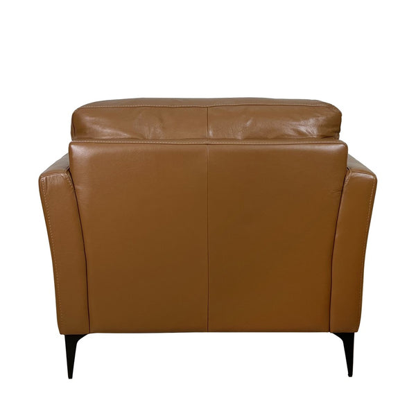 English Elm Tussio Italian Genuine Leather Accent Chair with Pillow Firm Structured Seating B2726P457659