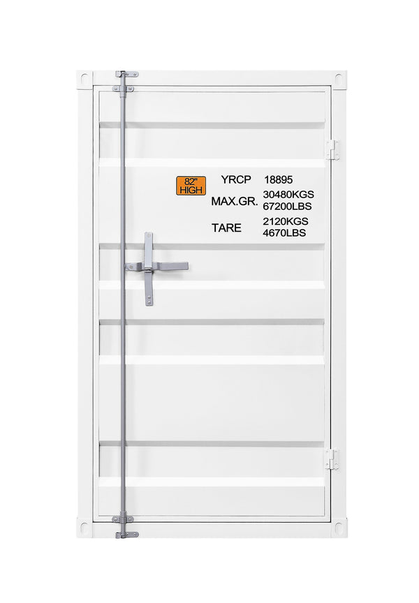 English Elm White 1-Door Chest Container-Lock Style with 5 Compartments, 4 Metal Shelves, Rugged Iron Storage (48"x28"x22") B062P209020