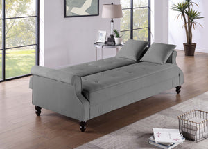 English Elm Adjustable Sofa Bed with Hidden Under-Seat Storage, Button-Tufted Comfort & Rolled Arm Elegance Gray 72 L x 45 W x 13 H B089P240493