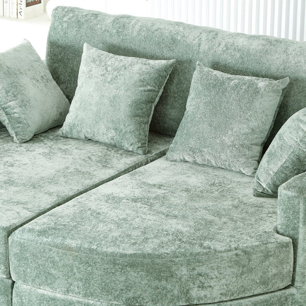English Elm Swivel Barrel Accent Chair Chenille Tufted Round Club Seat for Living Room Lounge Green N719S002240F