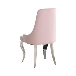 English Elm Set Of 2 Velvet Upholstered Dining Chairs – Luxurious Pink & Polished Chrome For Elegant Dining B016P225434-GIGA