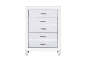 English Elm Livorno Embossed Silver Champagne Chest with Felt-Lined Top Drawer, Dovetail Full-Extension Drawers, Mirror Trim Accents Silver+White 50 L x 39 W x 20 H B078P286324
