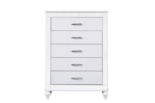 English Elm Livorno Embossed Silver Champagne Chest with Felt-Lined Top Drawer, Dovetail Full-Extension Drawers, Mirror Trim Accents Silver+White 50 L x 39 W x 20 H B078P286324