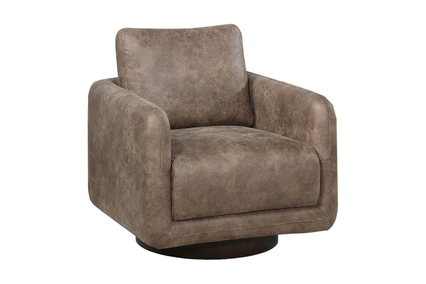 English Elm Gorgeous swivel accent chair in leather-like fabric with 360° movement, plush pillow and sleek base Auburn 33 L x 32 W x 22 H B011P369864