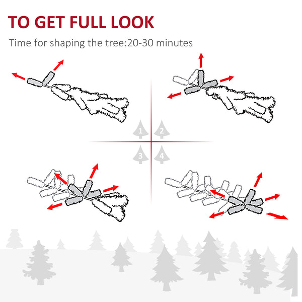 English Elm Homcom 7.5Ft Snow-Flocked Douglas Fir Christmas Tree With 350 Warm White Leds & Realistic Look W2225P229805