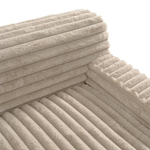 English Elm 110" Cloud Sectional Sofa Upholstered with Ultra-Soft Faux Rabbit Fur, Modular L-Shape Comfort and Easy Care Light Coffee N719S001820D