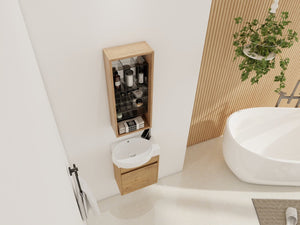 English Elm 12'' 12 Inch Wall Mounted Mirrored Bathroom Cabinet Plywood Build with Removable Organizer Insert W999P470290