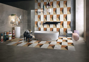 English Elm 12*24 Waterjet marble & White polished tiles for floors and walls - 4-color natural stone, genuine, elegant bathroom design W1696P262330