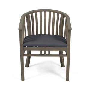 English Elm Christopher Knight Home® - Outdoor Wooden Dining Chairs Set of 2 with Water-Resistant Cream Cushions, Handcrafted Acacia Frames, Durable Outdoor Style Grey 65491.00GRY