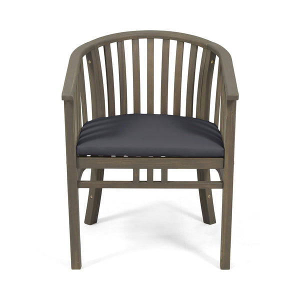 English Elm Christopher Knight Home® - Outdoor Wooden Dining Chairs Set of 2 with Water-Resistant Cream Cushions, Handcrafted Acacia Frames, Durable Outdoor Style Grey 65491.00GRY