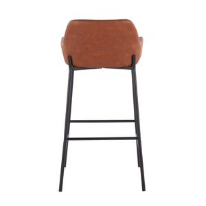 English Elm Daniella Industrial Bar Stool Set Of 2: Black Metal Frame & Camel Faux Leather For Modern Spaces B202S00535