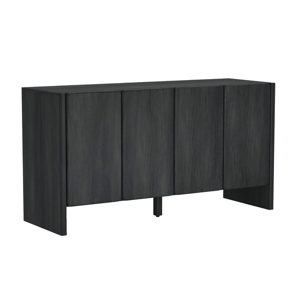 English Elm Linda 60" Sideboard Charcoal Gray — Minimalist 4-Door Soft-Close Storage with Adjustable Shelves & TV Stand (70") B365P397672