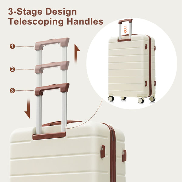 English Elm Premium Abs Hardshell 3 Piece Suitcase Set with Tsa Locks and Spinner Wheels Ivory N726P296022O