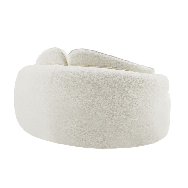 English Elm Curved Two Seat Chenille Sofa Sculptural Wave Design for Studio and Small Living Rooms White W3612P422587