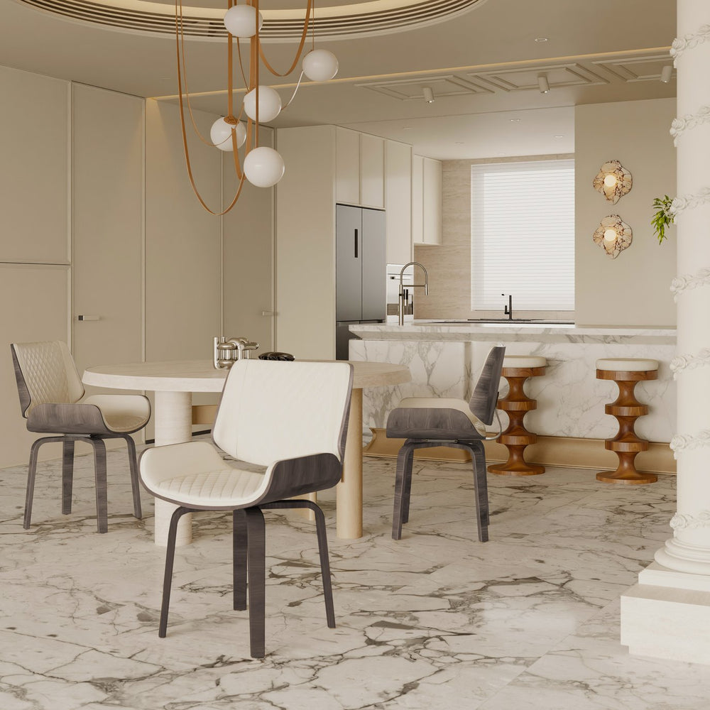 English Elm Mid-Century Modern Dining Chair Set Of 2 - Ergonomic 360° Swivel, Plush Pu Leather For Ultimate Comfort N842P290057A