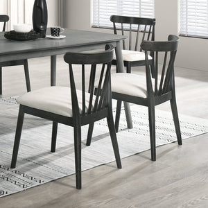 English Elm Set of 2 Rustic Farmhouse Dining Side Chairs in Black Solid Wood, Weathered Finish, Easy Assembly, Durable Seating W2537P214243