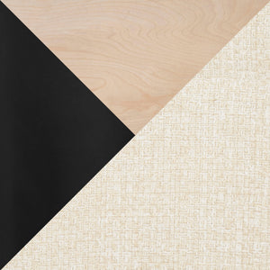 English Elm Fuji-Boyne Modern 5-Piece Dining Set with Black Metal Legs, Natural Wood Top & Cream Fabric Seats B202S01434