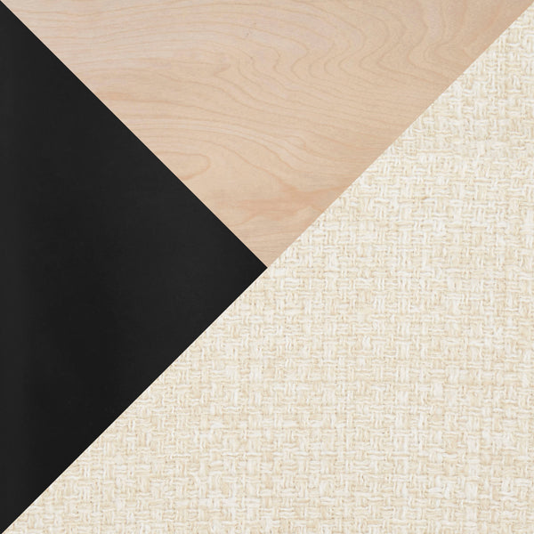 English Elm Fuji-Boyne Modern 5-Piece Dining Set with Black Metal Legs, Natural Wood Top & Cream Fabric Seats B202S01434