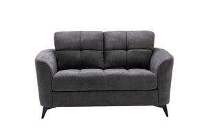 English Elm Carlotta Tufted Gray Woven Loveseat with Pocket Coil Support and Slim Metal Legs B2749S00139